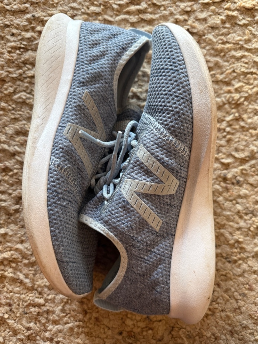New Balance Light Gray Knit Women's Casual Sneakers